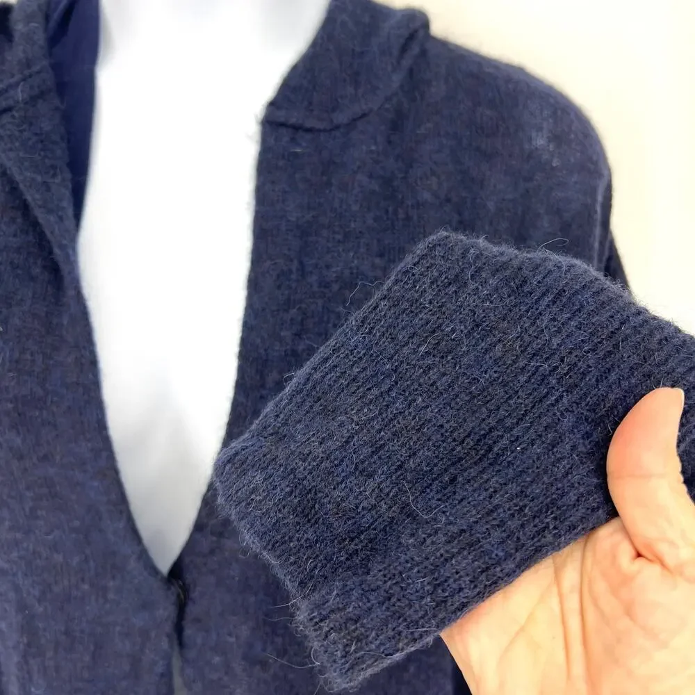 MOTH Anthropologie Size XL Navy Cardigan Hoodie Sweater Alpaca Wool
